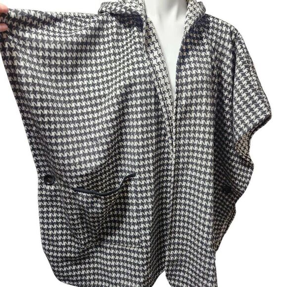 Hatch hooded knit wrap poncho houndstooth pockets one size maternity - Picture 2 of 7